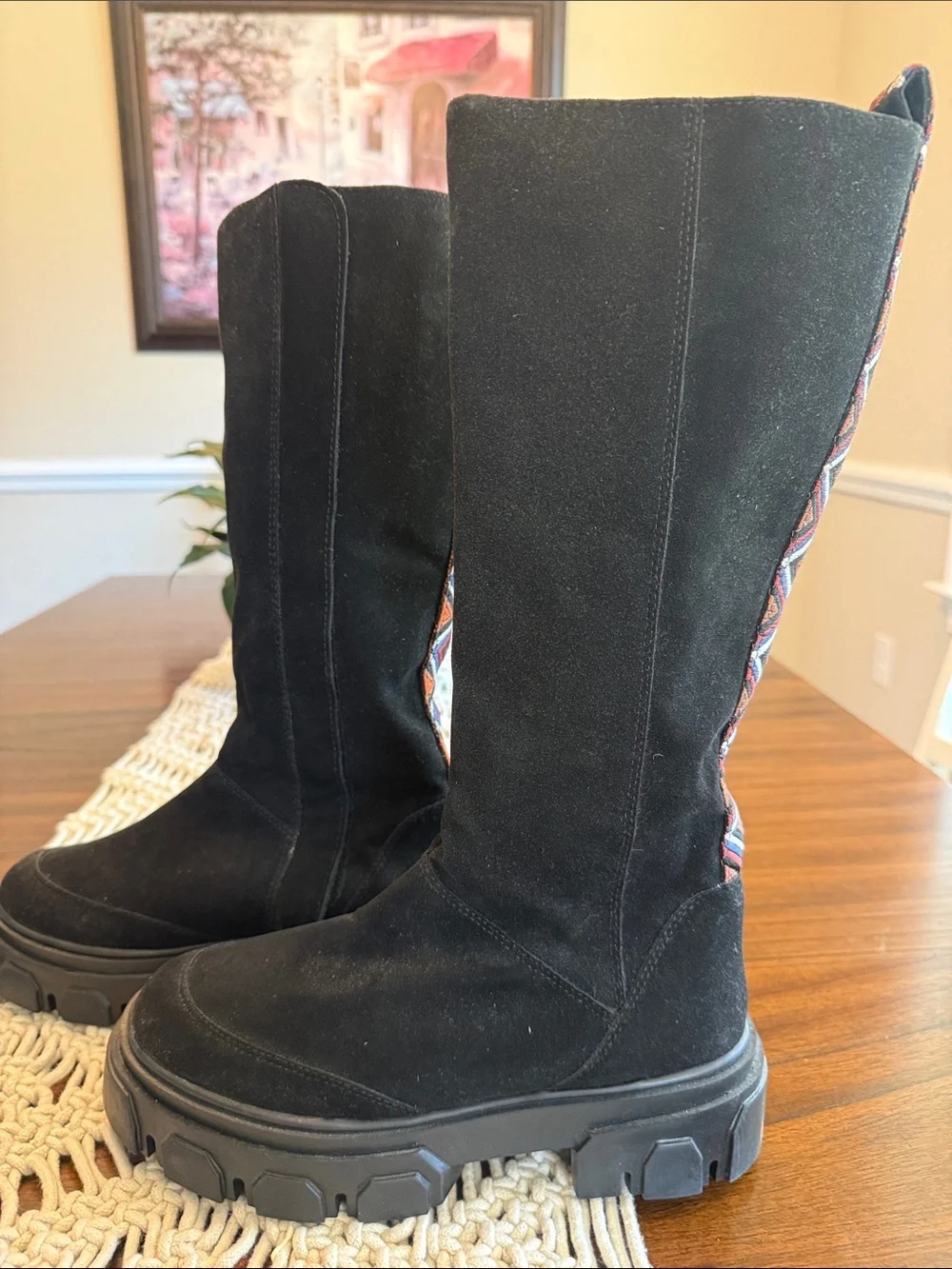 FARM Rio Black Suede-Look Chunky Platform Over-the-Knee Boots